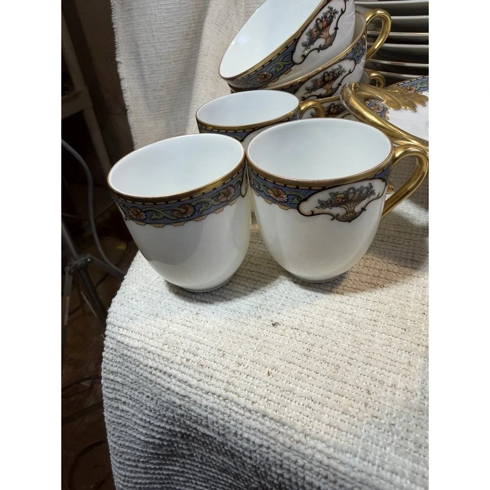 Vintage GB Bavaria Gimbel Brothers China Set Gold Trim‎ Plates Cups 56 Pc